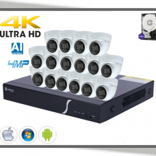 Ip Safire Smart 16 Kanal 8poe Nvr 4tb Med + 16 Stk 4megapixel Ultra Hd Fixed Lens 2.8mm Eyeball Kamera